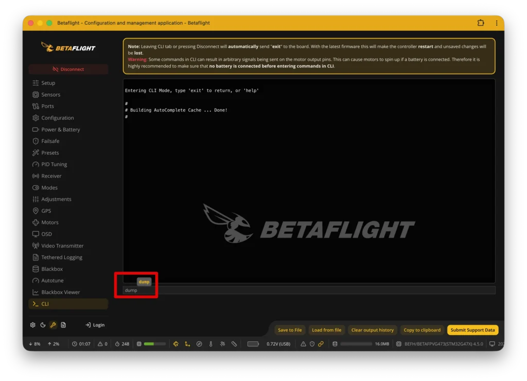 CLI backupas su Dump